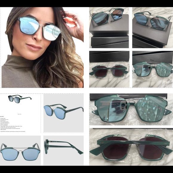 DIOR 2023 TOP SPRING COLOR IS GREEN,THIS PAIR HAS THE BLUE FLASH MIRROR LENSES - Picture 1 of 16